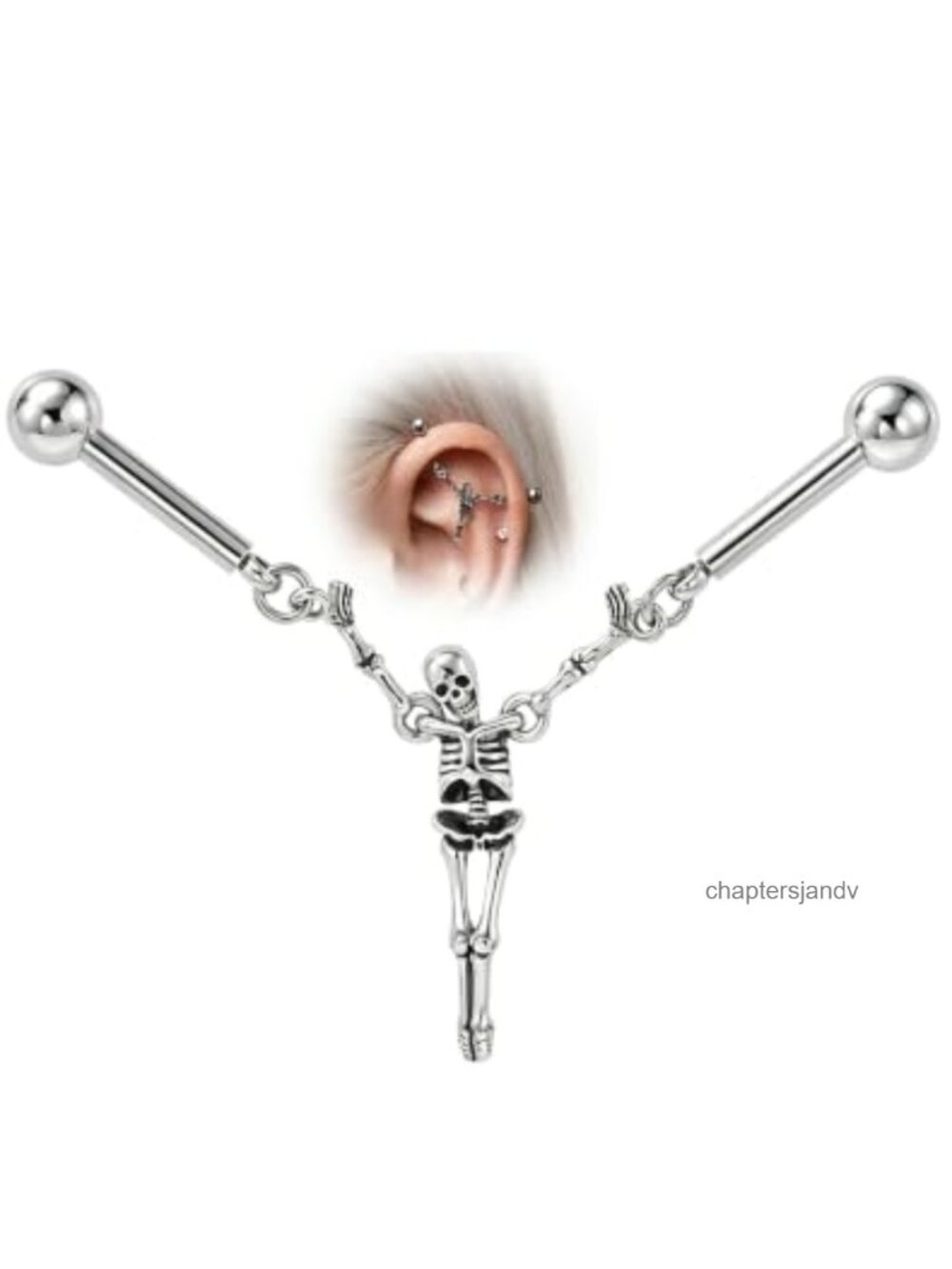 14G Surgical Stainless Steel Skeleton Dangling Industrial Barbell Piercing